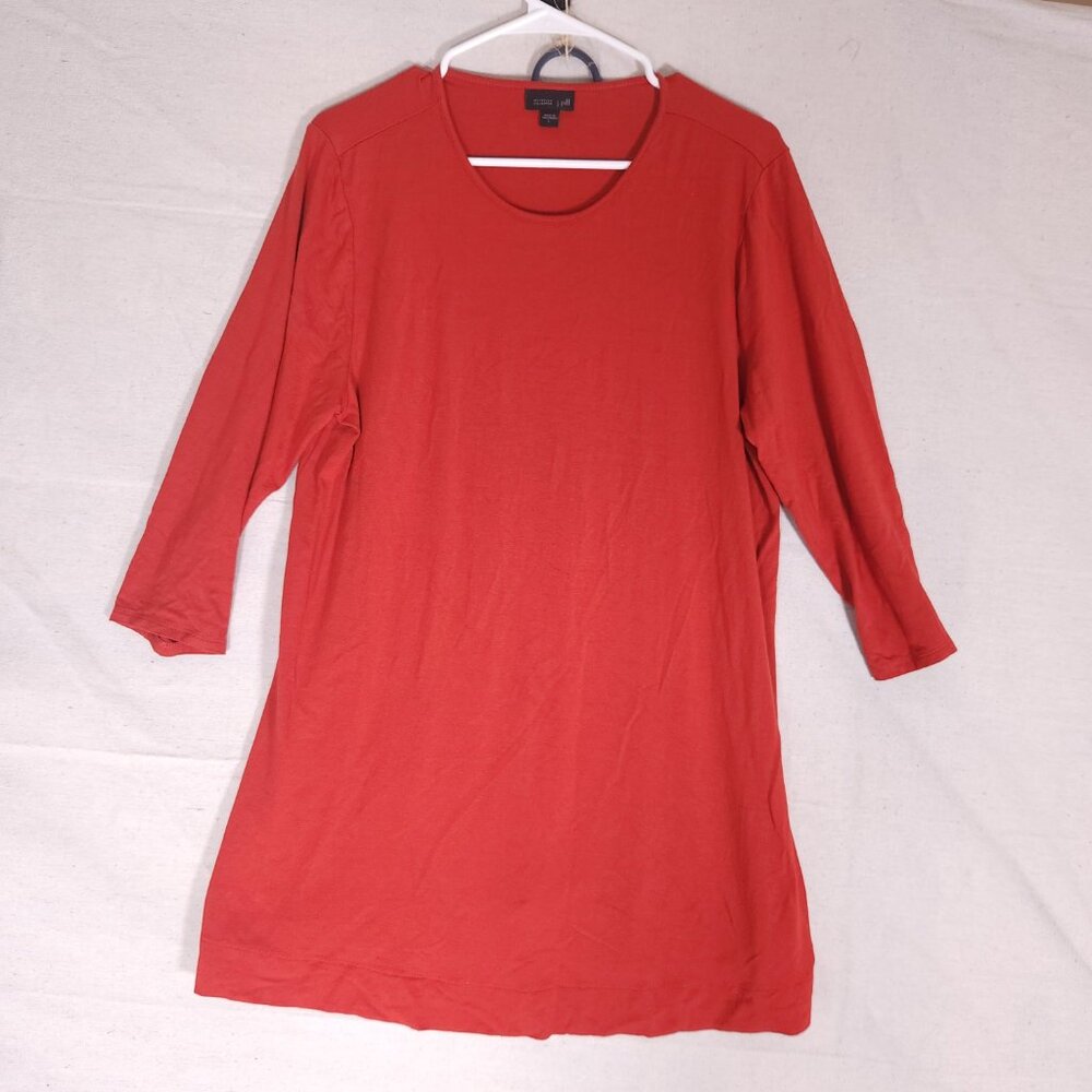 J Jill Womens Wearever Collection Tunic L Burnt Orange 3/4 Slv Minimalist Travel